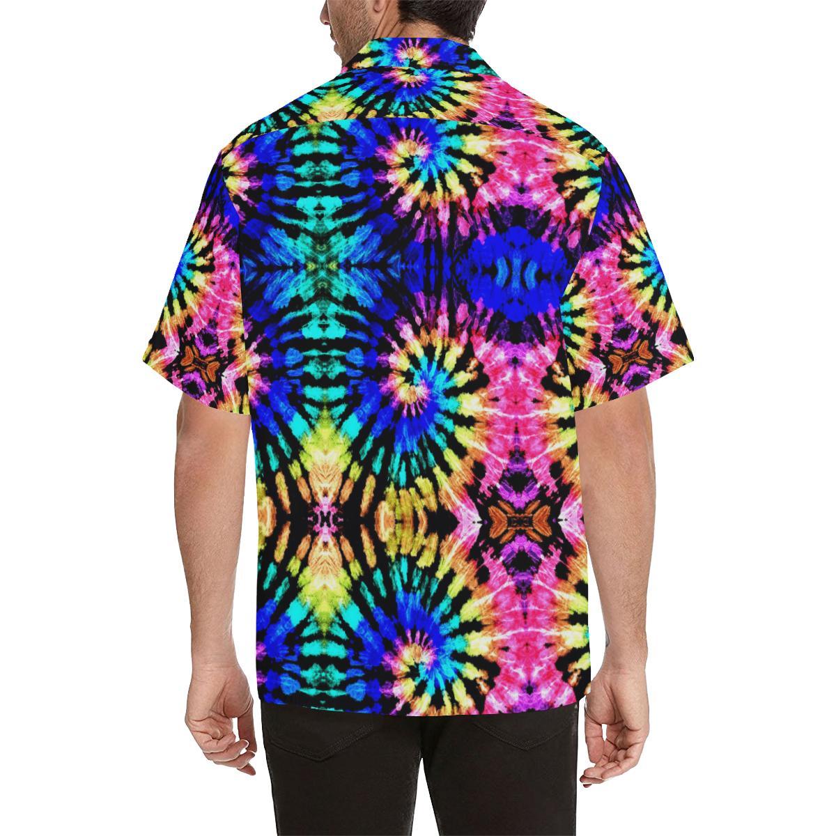 Tie Dye Rainbow Design Print Men Aloha Hawaiian Shirt
