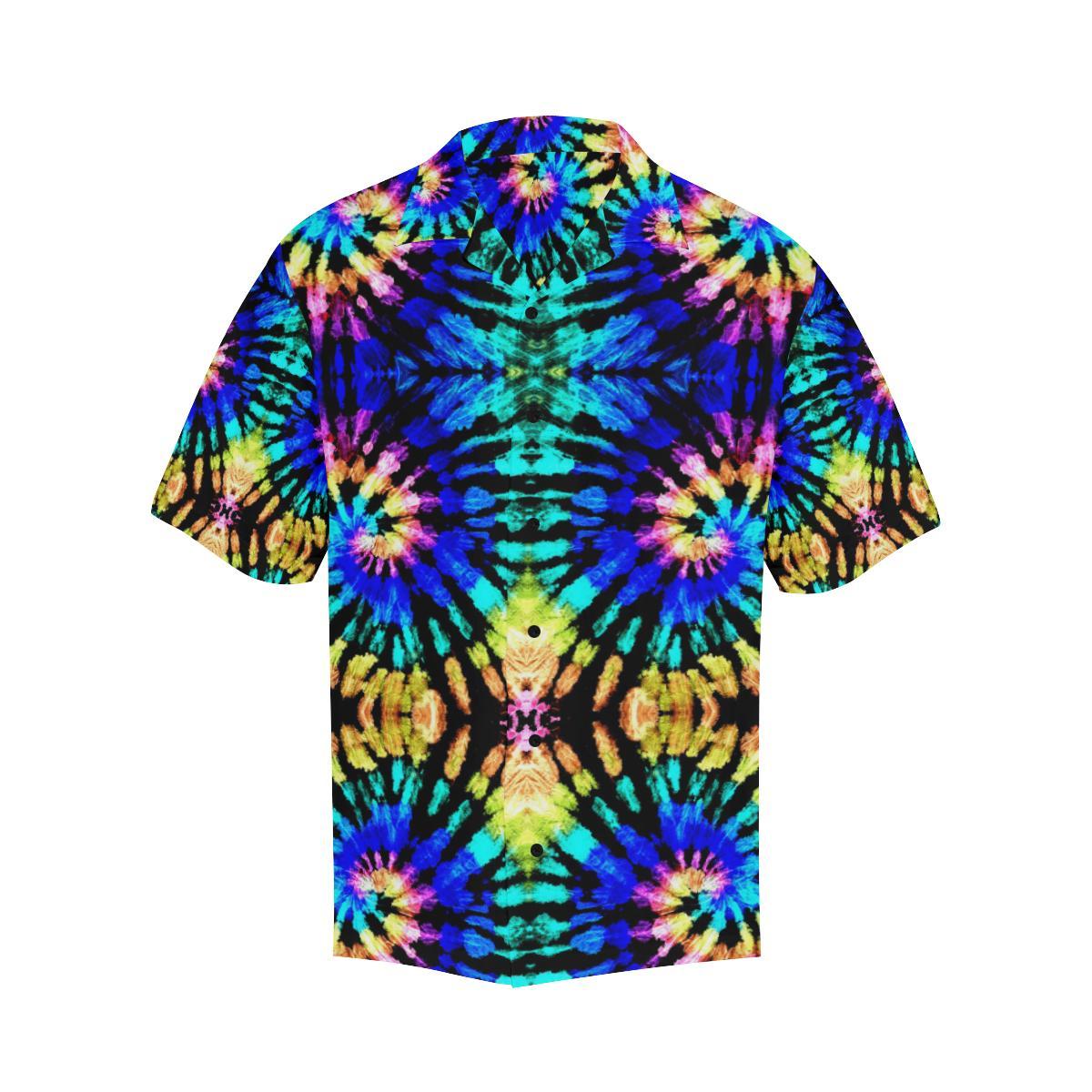 Tie Dye Rainbow Design Print Men Aloha Hawaiian Shirt