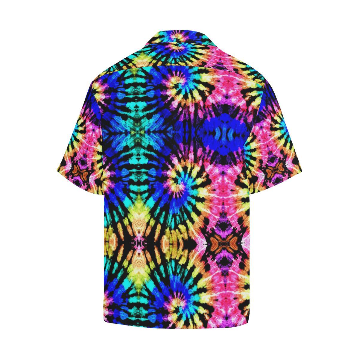 Tie Dye Rainbow Design Print Men Aloha Hawaiian Shirt