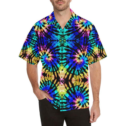 Tie Dye Rainbow Design Print Men Aloha Hawaiian Shirt