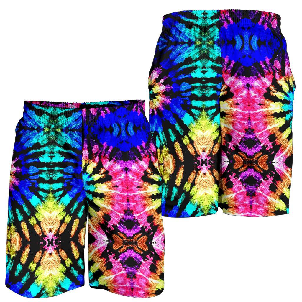 Tie Dye Rainbow Design Print Mens Shorts-JTAMIGO.COM
