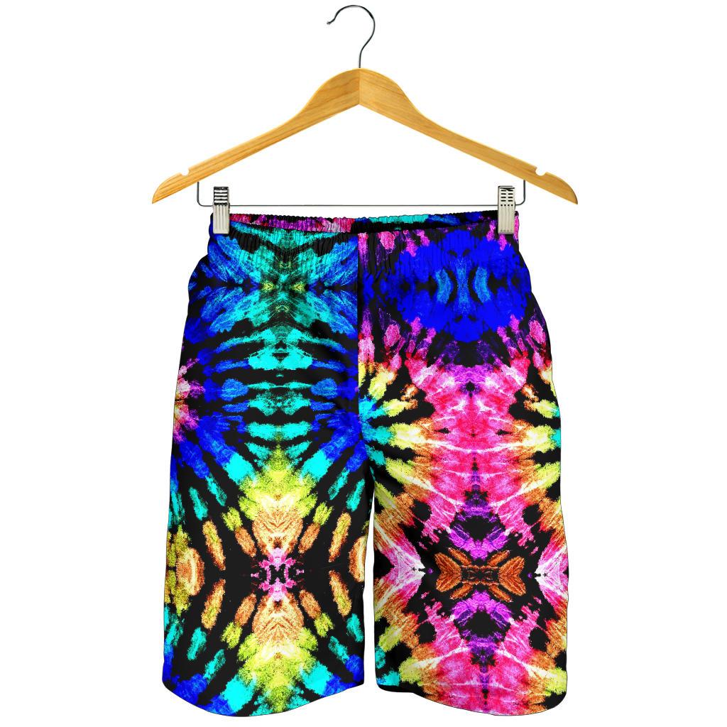 Tie Dye Rainbow Design Print Mens Shorts-JTAMIGO.COM