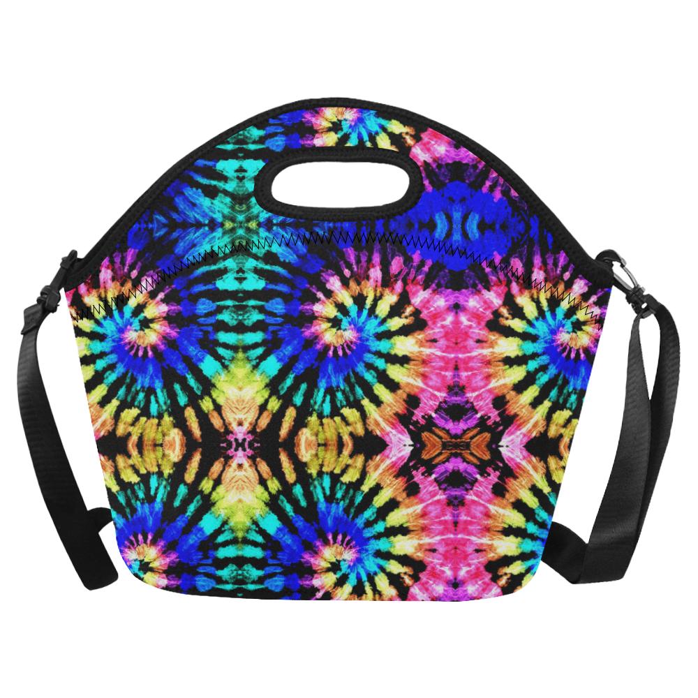 Tie Dye Rainbow Design Print Neoprene Lunch Bag (Model 1669)(Large)-JTAMIGO.COM