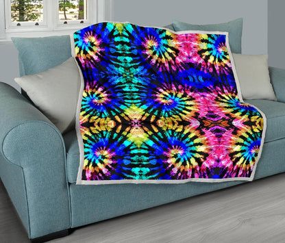 Tie Dye Rainbow Design Print Premium Quilt-JTAMIGO.COM