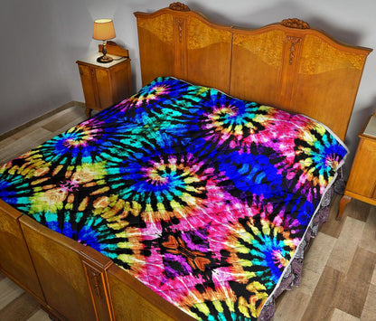 Tie Dye Rainbow Design Print Premium Quilt-JTAMIGO.COM