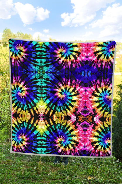 Tie Dye Rainbow Design Print Premium Quilt-JTAMIGO.COM