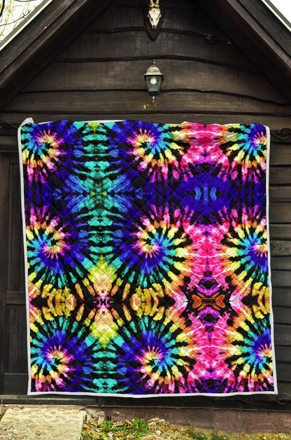 Tie Dye Rainbow Design Print Premium Quilt-JTAMIGO.COM