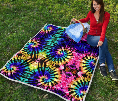 Tie Dye Rainbow Design Print Premium Quilt-JTAMIGO.COM