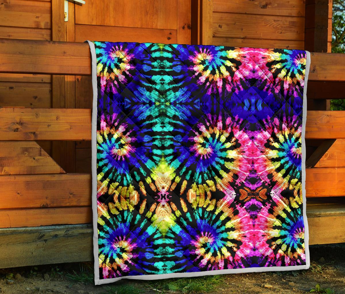 Tie Dye Rainbow Design Print Premium Quilt-JTAMIGO.COM