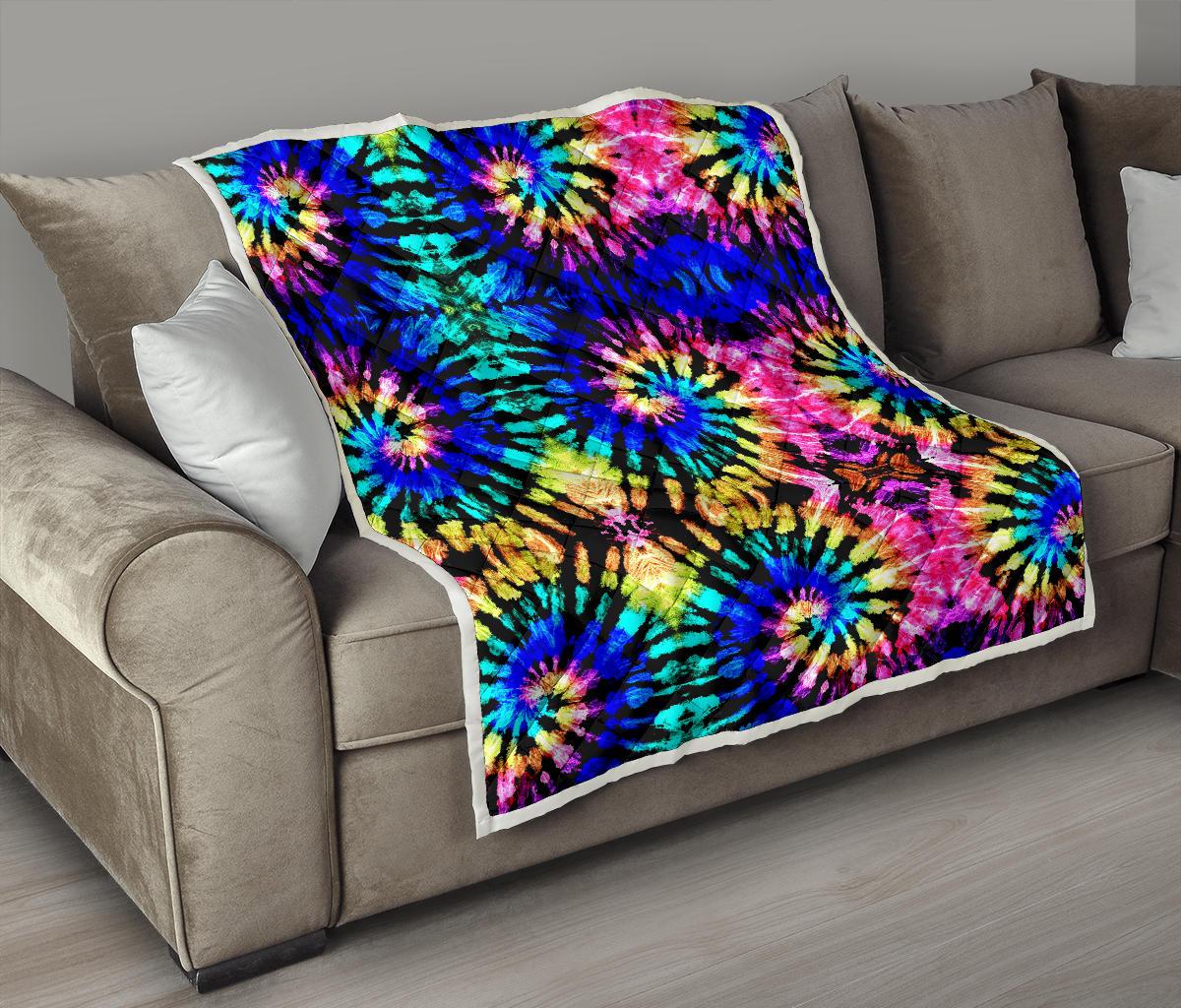 Tie Dye Rainbow Design Print Premium Quilt-JTAMIGO.COM