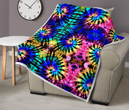 Tie Dye Rainbow Design Print Premium Quilt-JTAMIGO.COM