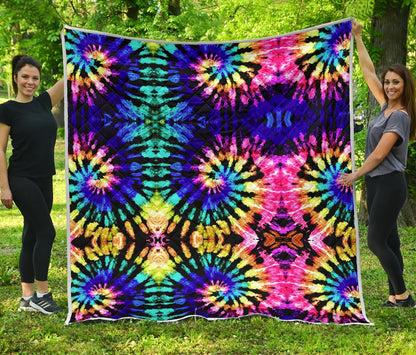 Tie Dye Rainbow Design Print Premium Quilt-JTAMIGO.COM