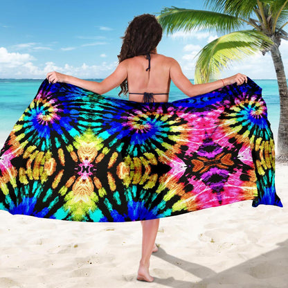 Tie Dye Rainbow Design Print Sarong Pareo Wrap