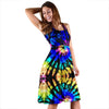 Tie Dye Rainbow Design Print Sleeveless Dress