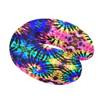 Tie Dye Rainbow Design Print U-Shaped Travel Neck Pillow-JTAMIGO.COM