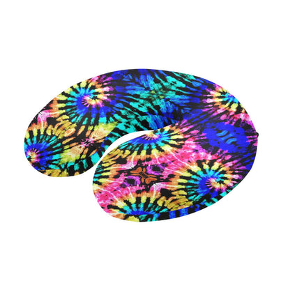 Tie Dye Rainbow Design Print U-Shaped Travel Neck Pillow-JTAMIGO.COM