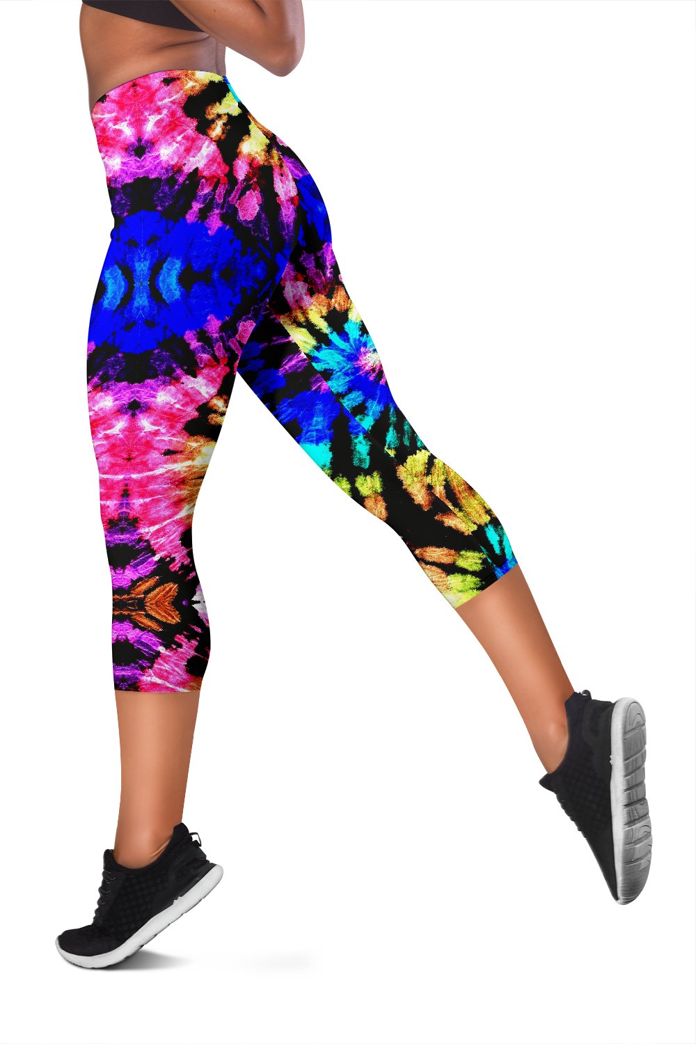 Tie Dye Rainbow Design Print Women Capris