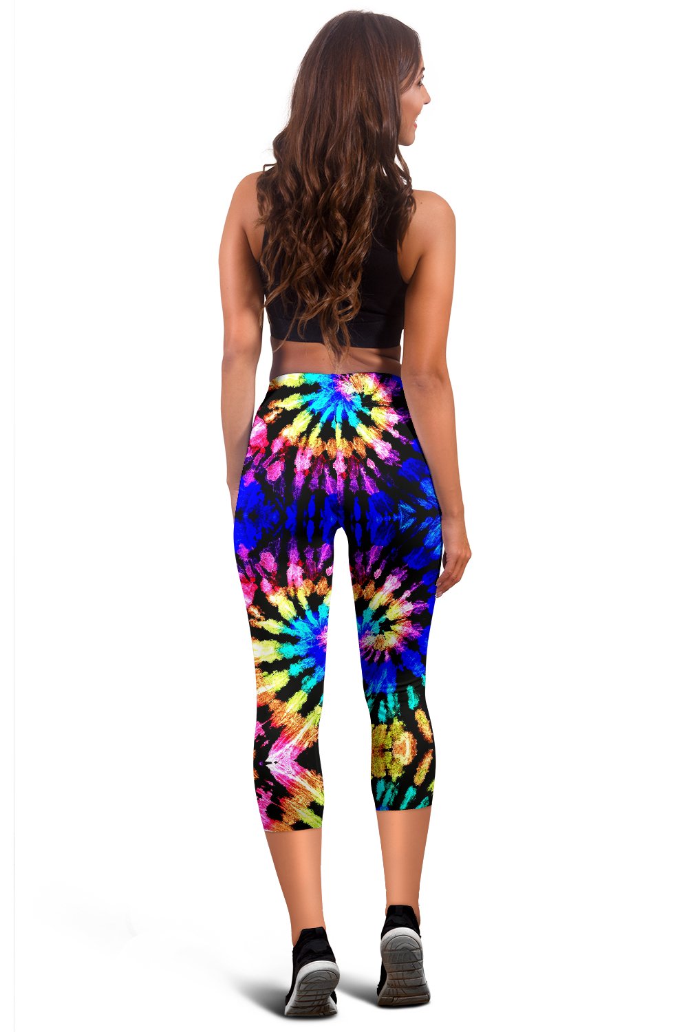 Tie Dye Rainbow Design Print Women Capris