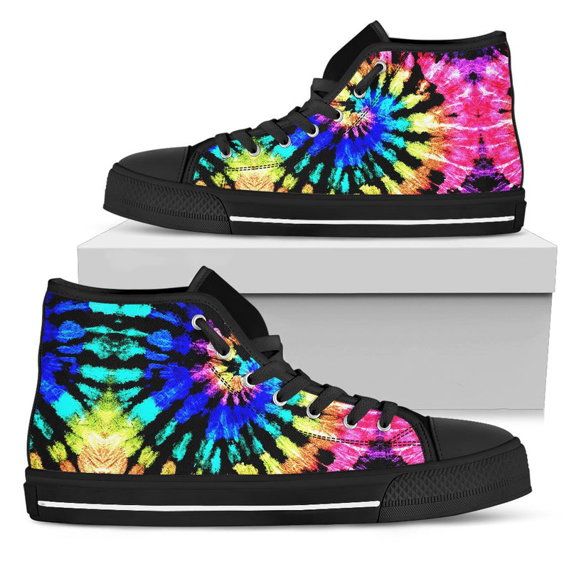 Tie Dye Rainbow Design Print Women High Top Shoes