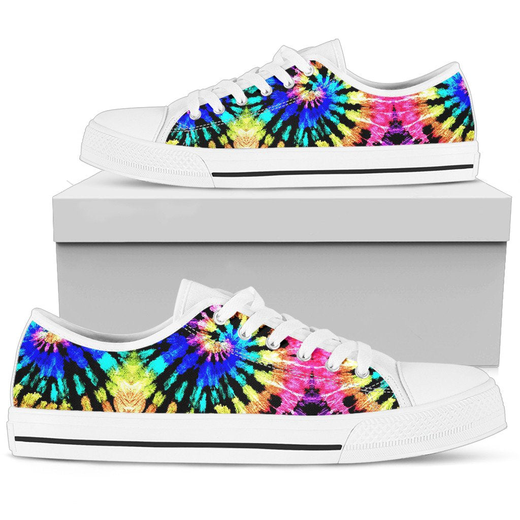 Tie Dye Rainbow Design Print Women Low Top Shoes-JTAMIGO.COM