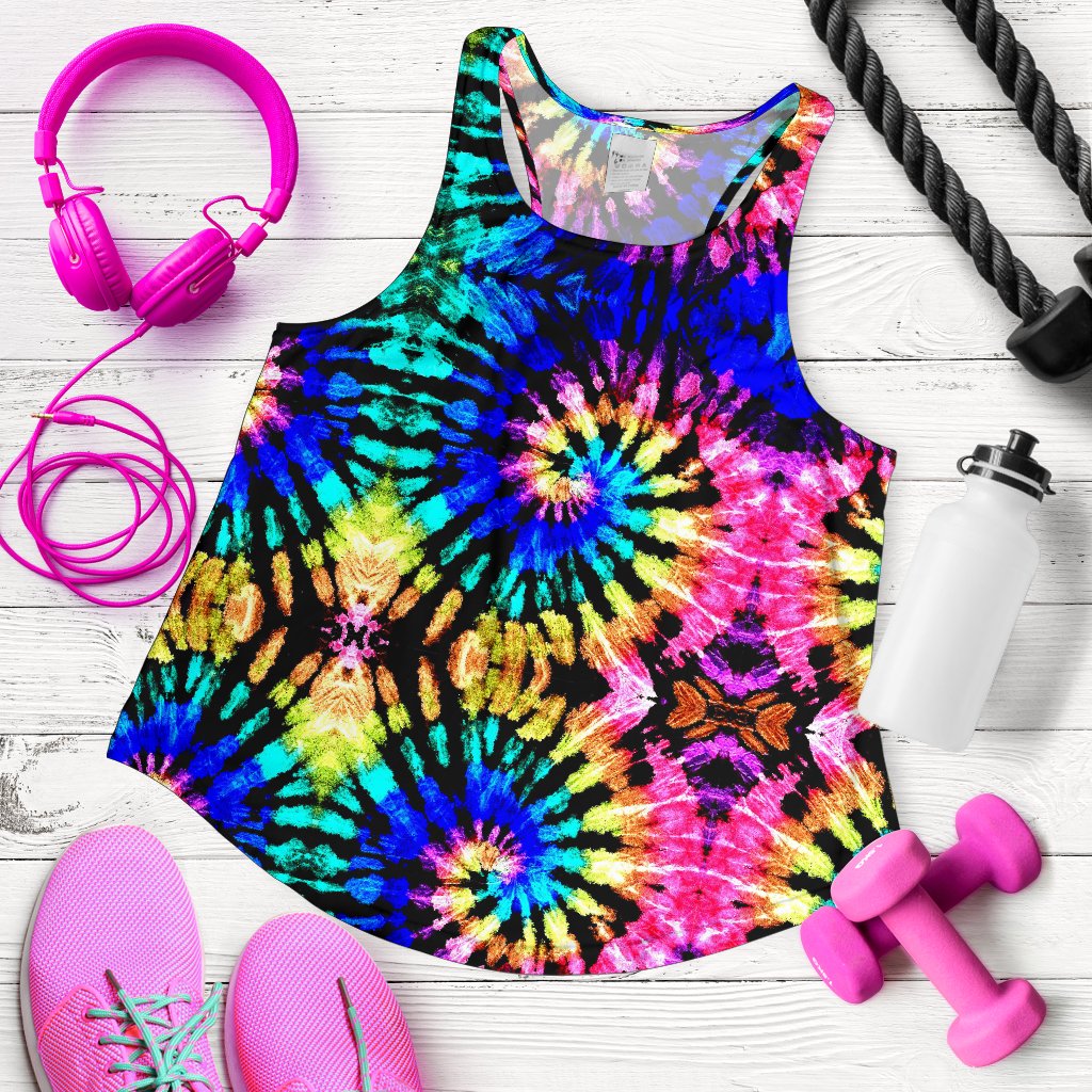 Tie Dye Rainbow Design Print Women Racerback Tank Top