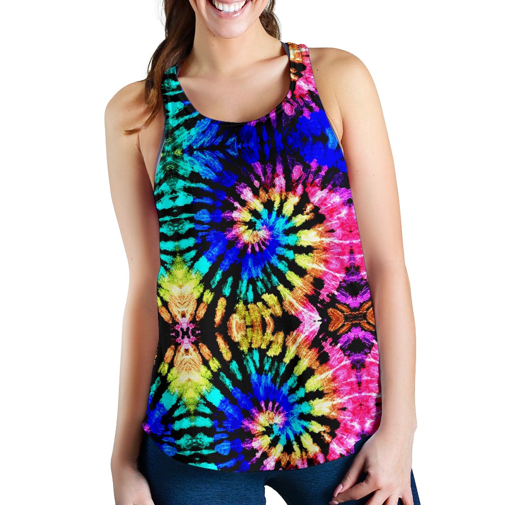 Tie Dye Rainbow Design Print Women Racerback Tank Top