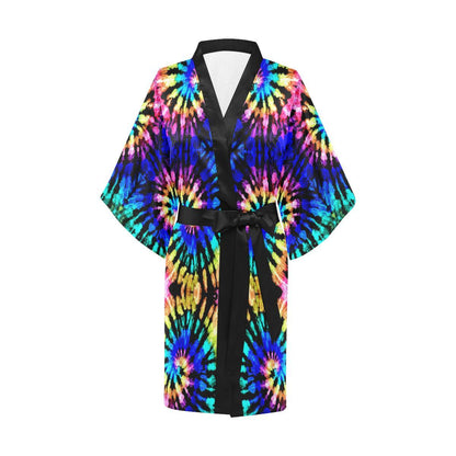 Tie Dye Rainbow Design Print Women Short Kimono Robe
