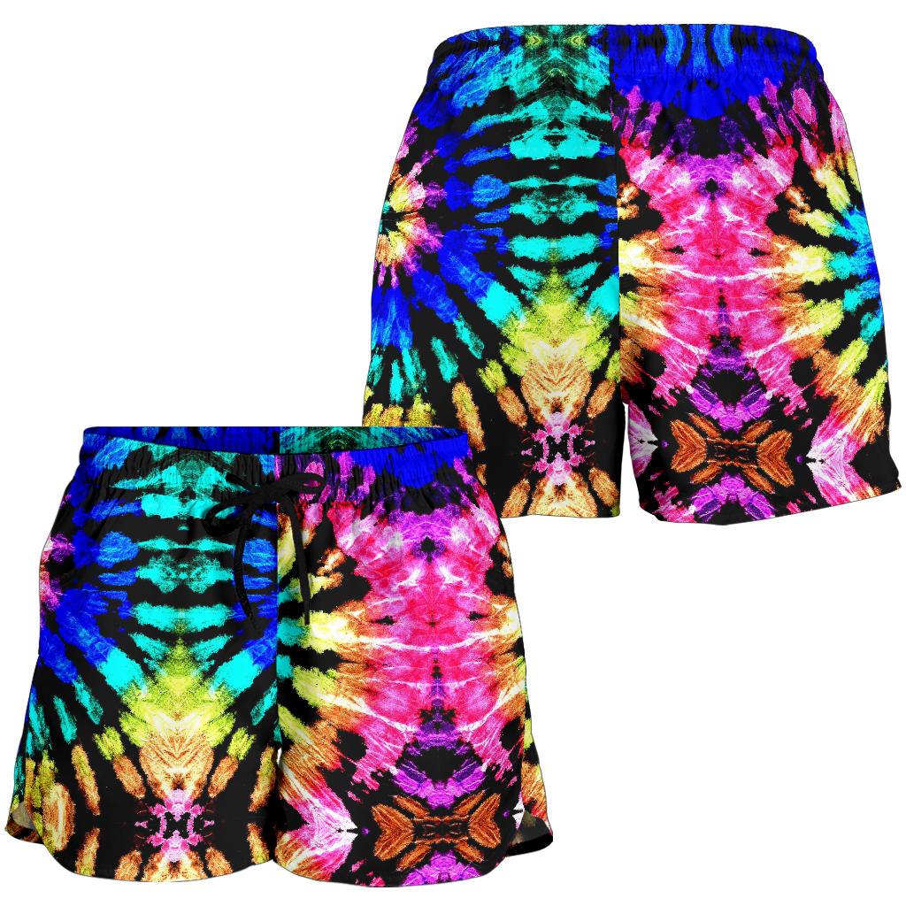 Tie Dye Rainbow Design Print Women Shorts-JTAMIGO.COM