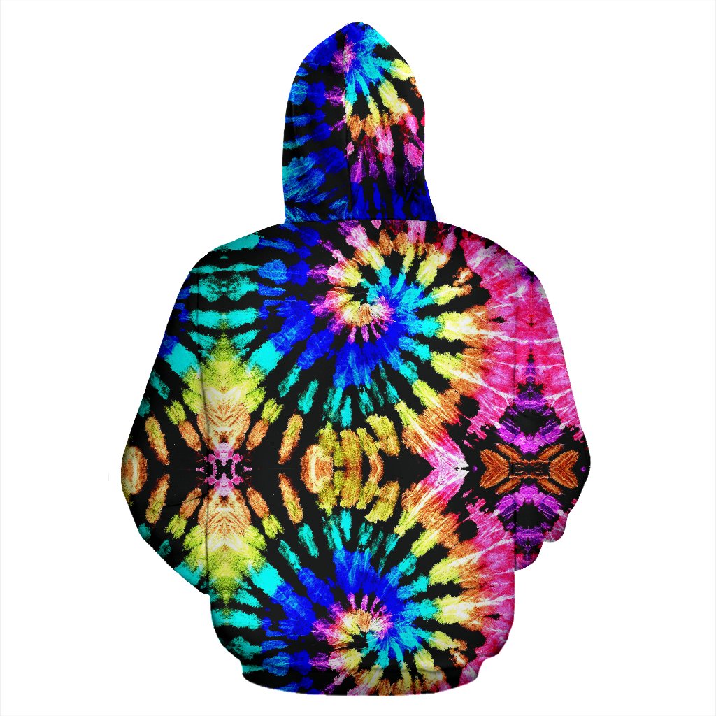 Tie Dye Rainbow Design Print Zip Up Hoodie