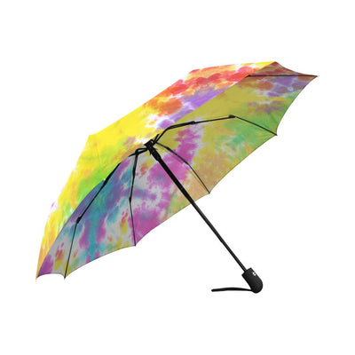 Tie Dye Rainbow Themed Print Automatic Foldable Umbrella