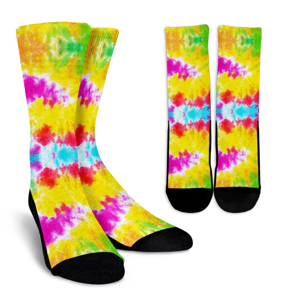 Tie Dye Rainbow Themed Print Crew Socks