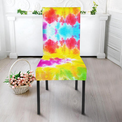 Tie Dye Rainbow Themed Print Dining Chair Slipcover-JTAMIGO.COM