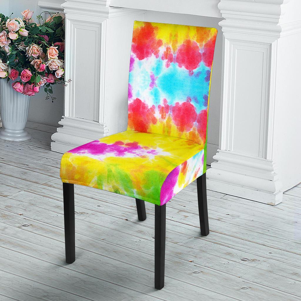 Tie Dye Rainbow Themed Print Dining Chair Slipcover-JTAMIGO.COM