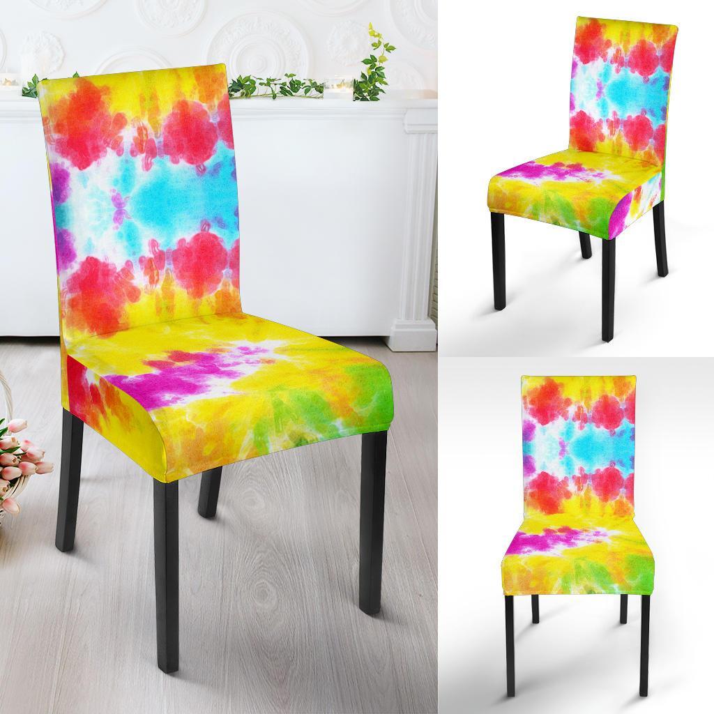 Tie Dye Rainbow Themed Print Dining Chair Slipcover-JTAMIGO.COM