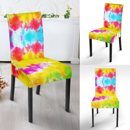 Tie Dye Rainbow Themed Print Dining Chair Slipcover-JTAMIGO.COM