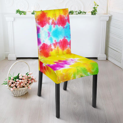 Tie Dye Rainbow Themed Print Dining Chair Slipcover-JTAMIGO.COM