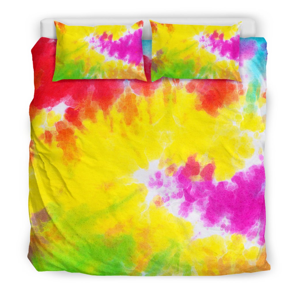 Tie Dye Rainbow Themed Print Duvet Cover Bedding Set