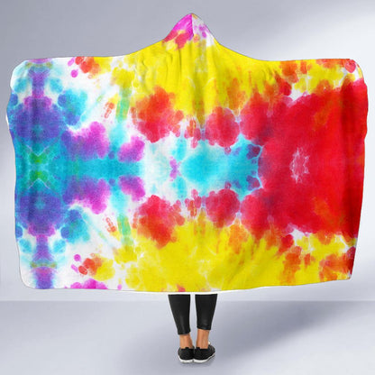 Tie Dye Rainbow Themed Print Hooded Blanket-JTAMIGO.COM