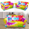 Tie Dye Rainbow Themed Print Loveseat Slipcover-JTAMIGO.COM