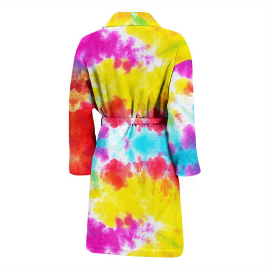 Tie Dye Rainbow Themed Print Men Bath Robe-JTAMIGO.COM