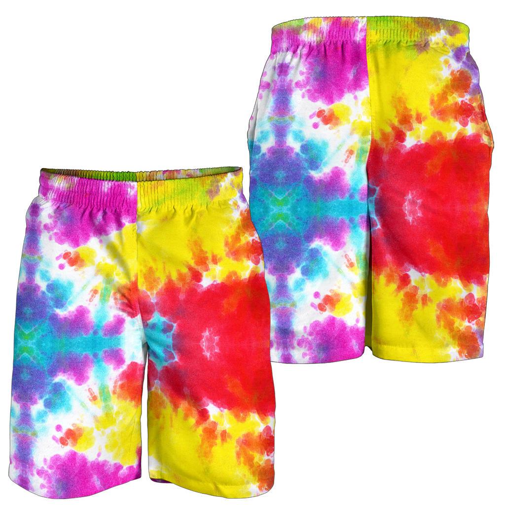 Tie Dye Rainbow Themed Print Mens Shorts-JTAMIGO.COM