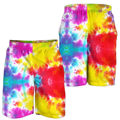 Tie Dye Rainbow Themed Print Mens Shorts-JTAMIGO.COM