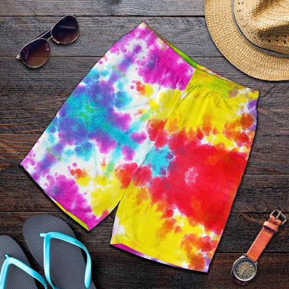 Tie Dye Rainbow Themed Print Mens Shorts-JTAMIGO.COM