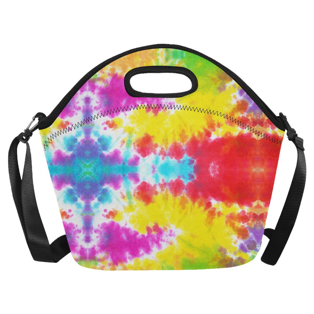 Tie Dye Rainbow Themed Print Neoprene Lunch Bag (Model 1669)(Large)-JTAMIGO.COM