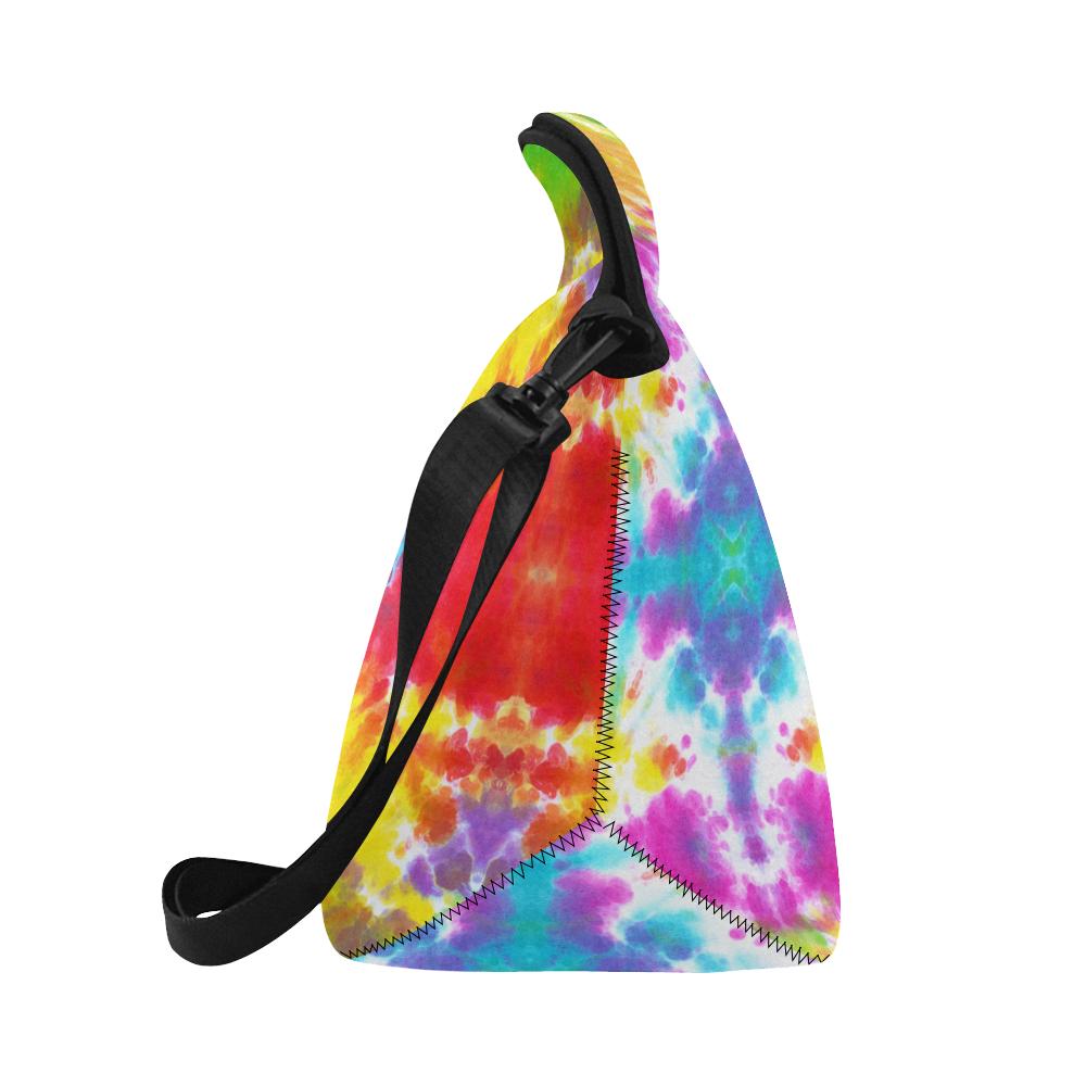 Tie Dye Rainbow Themed Print Neoprene Lunch Bag (Model 1669)(Large)-JTAMIGO.COM