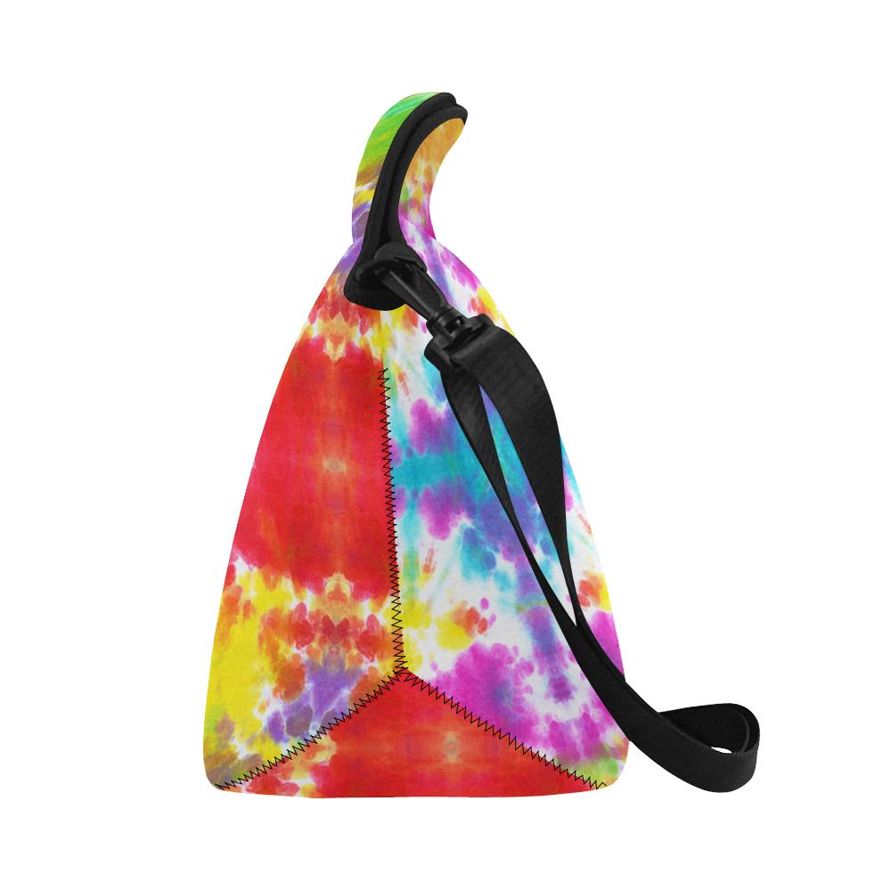 Tie Dye Rainbow Themed Print Neoprene Lunch Bag (Model 1669)(Large)-JTAMIGO.COM