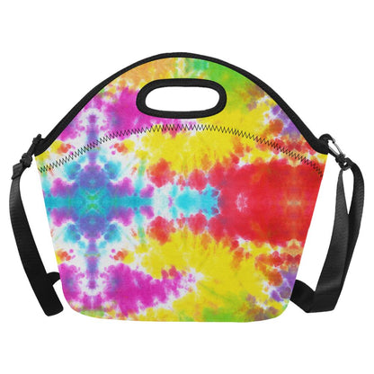 Tie Dye Rainbow Themed Print Neoprene Lunch Bag (Model 1669)(Large)-JTAMIGO.COM