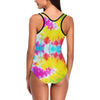 Tie Dye Rainbow Themed Print One Piece Swimsuit-JTAMIGO.COM