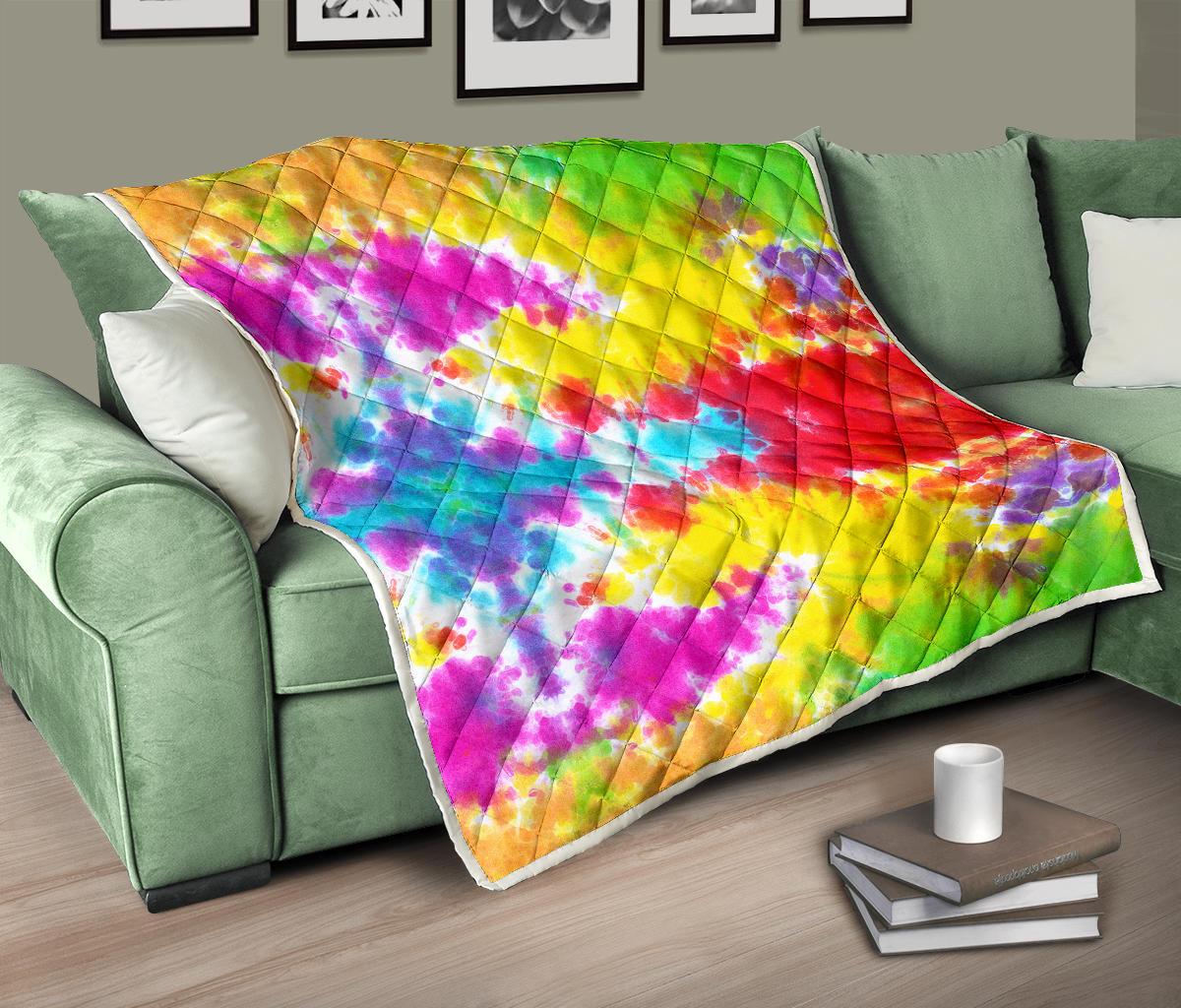 Tie Dye Rainbow Themed Print Premium Quilt-JTAMIGO.COM
