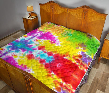 Tie Dye Rainbow Themed Print Premium Quilt-JTAMIGO.COM